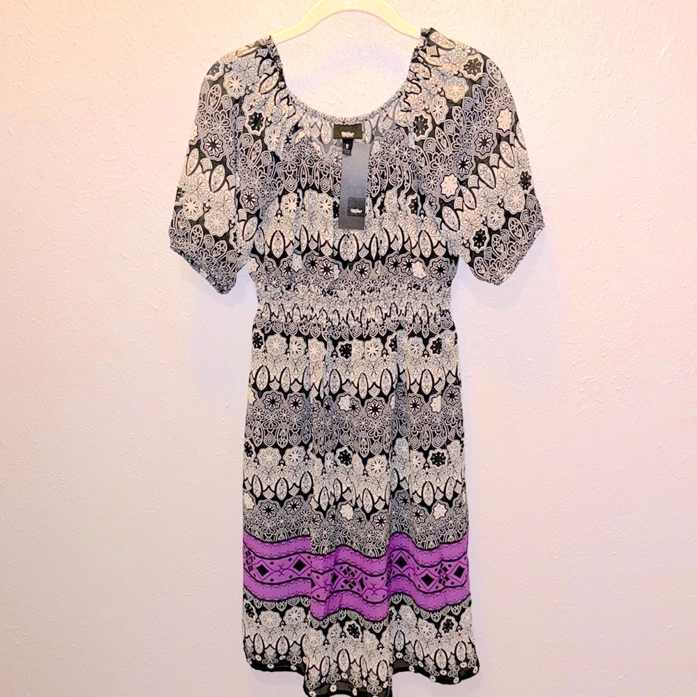 Mossimo Floral Chiffon Black Dress Women’s Size Small NWT